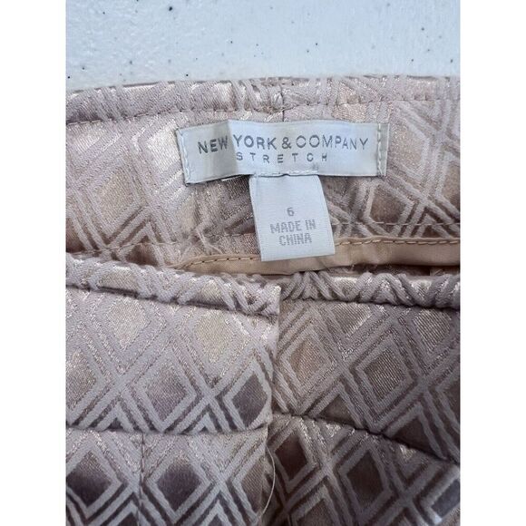New York‎ And Company Crosby Pant Slim Leg Stretch Size 6 Shiny Gold NWT - Picture 6 of 10